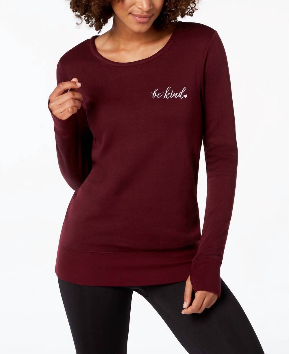 NEW IDEOLOGY activewear graphic strappy back sweatshirt in vintage wine